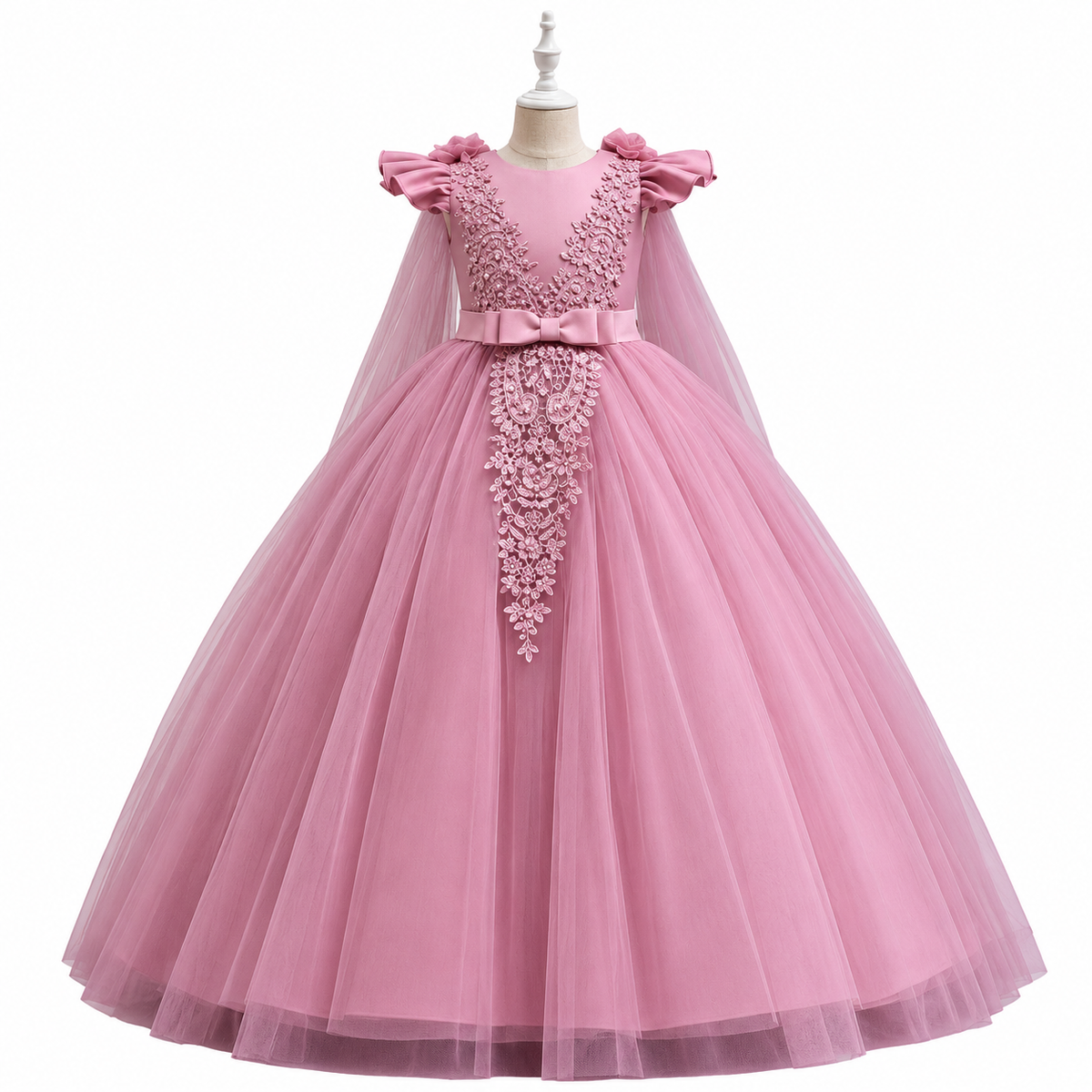 4-12 Years Old Gorgeous Girl Dress Sheer Elegant Girl Birthday Party Princess Dress Long Carnival Evening Dress Summer Clothing