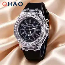 led Flash Luminous Watch Personality trends students lovers jellies woman men's watches 7 color light WristWatch bayan kol saati