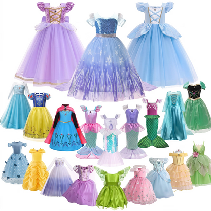 Elsa Anna Kid Princess Girls Dress Rapunzal Kids Cosplay Halloween Vestidos Children Costume Birthday Party Dress