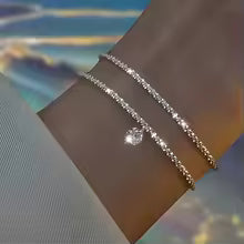 6Pcs 925 Sterling Silver Rhinestone Bracelets for Women Girls Luxury Korean Sparkling Starry Sky Charm Bracelets Party Jewelry