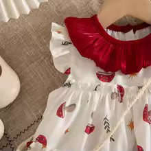 Girls' Dresses Summer Cartoon-Printed Cotton Sleeveless Baby Girls Dresses Cute Princess Beach Baby Dresses Baby Girl Clothing
