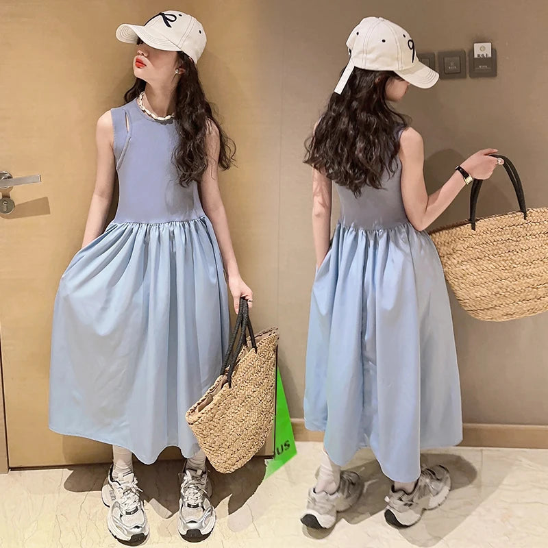 French teenage girls dress roupa vestido longo infantil menina 12 a 14anos kids clothes pink one-pieces elegant long dresses 10