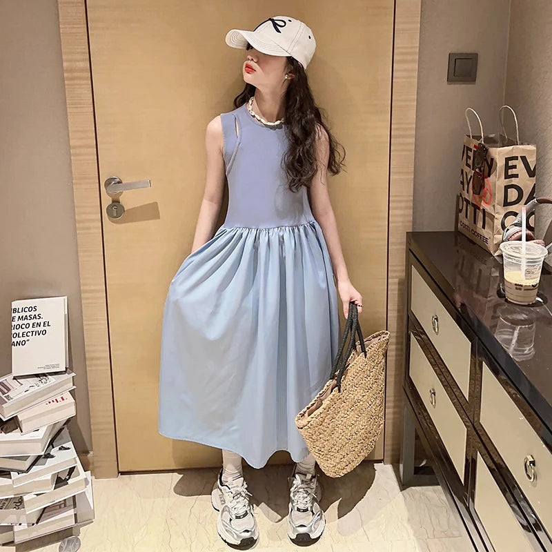 French teenage girls dress roupa vestido longo infantil menina 12 a 14anos kids clothes pink one-pieces elegant long dresses 10