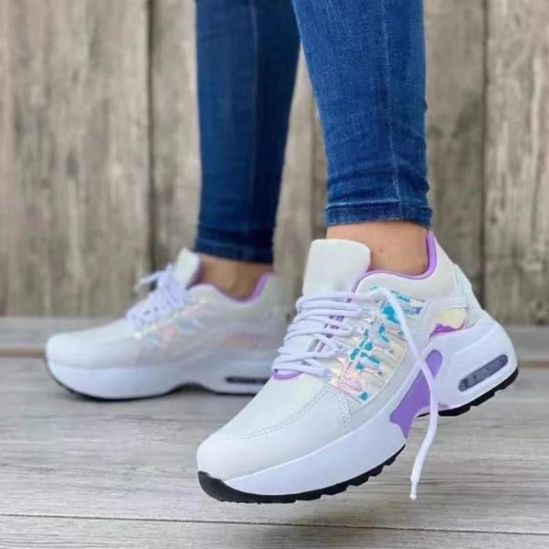 Women's Shoes Spring and Autumn New Mesh Breathable Casual Shoes Outdoor Lightweight Non-slip Wedge Heel Thick-soled Sneakers
