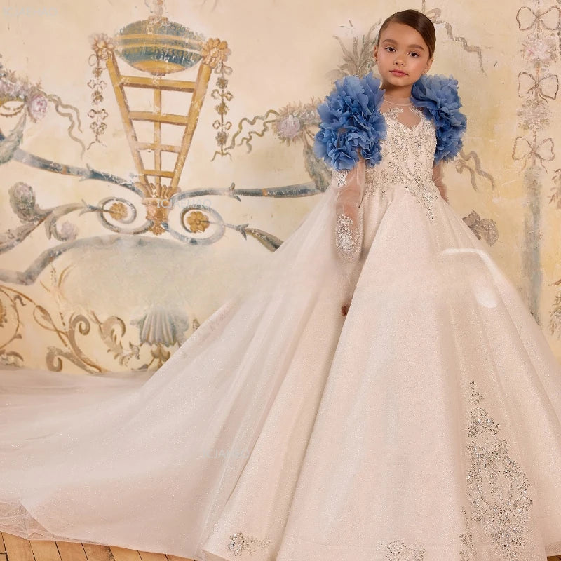 Kids Girls Birthday Princess Dress Children Flower Girl WeddingParty Pageant Formal Dresses Gown for Host Piano Performance