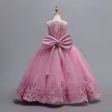 4-12 Years Old Gorgeous Girl Dress Sheer Elegant Girl Birthday Party Princess Dress Long Carnival Evening Dress Summer Clothing