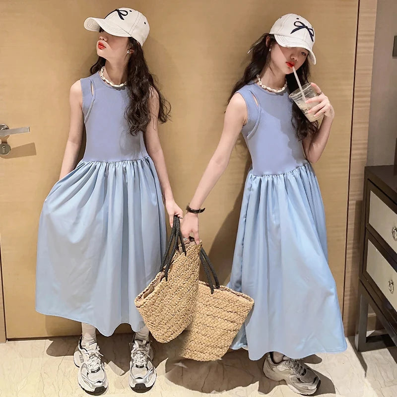 French teenage girls dress roupa vestido longo infantil menina 12 a 14anos kids clothes pink one-pieces elegant long dresses 10