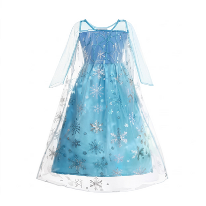 Elsa Dress Cosplay Princess Dress Light Blue Long Sleeve Sequin Children Dresses Carnival Party Evening Dress Dress For Girls