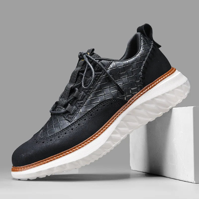 New Shoes for Men Leather Casual Shoes Fashion Breathable Brogues Sport Shoes Street Cool Chunky Sneakers