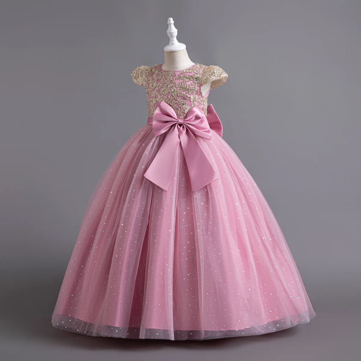 Elegant Kids Dresses For  3-12Y Girls Wedding Children Bow Bridesmaid Prom Long Gown Princess Birthday Party Embroidery Vestidos