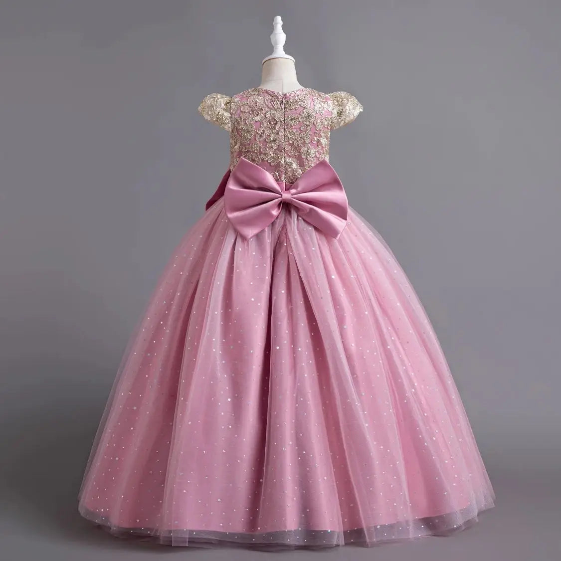 Elegant Kids Dresses For  3-12Y Girls Wedding Children Bow Bridesmaid Prom Long Gown Princess Birthday Party Embroidery Vestidos