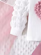 2PCS Winter New Style For 0-3 Year Old Girls, Comfortable Sweet And Cute Bubble Sleeves, Love Chapter Top + Pink Short Skirt Set