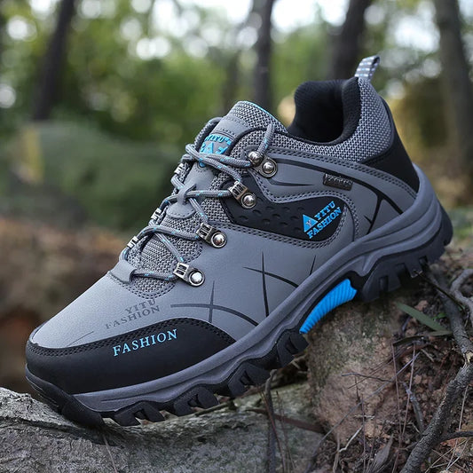 Shoes for Men 2025 New Men Sneakers Leather Waterproof Mountaineering Camping Hiking Shoes Thick Sole Comfortable Running Shoes