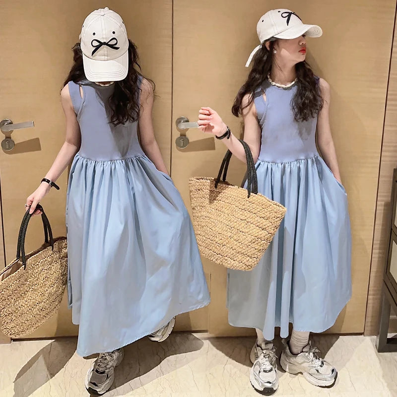 French teenage girls dress roupa vestido longo infantil menina 12 a 14anos kids clothes pink one-pieces elegant long dresses 10