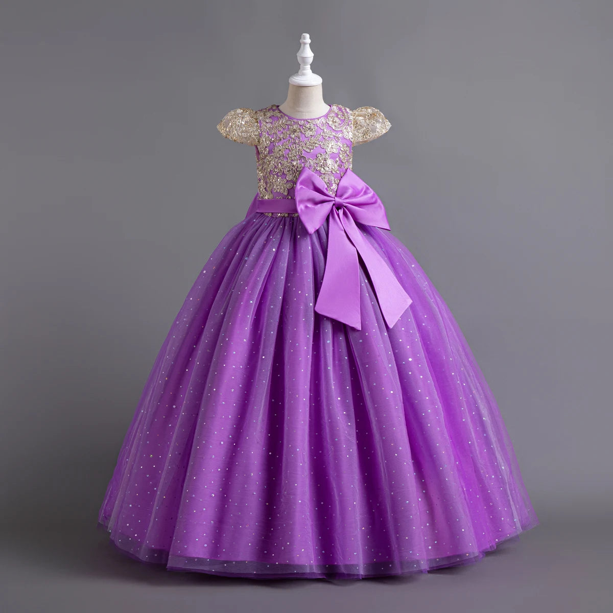Elegant Kids Dresses For  3-12Y Girls Wedding Children Bow Bridesmaid Prom Long Gown Princess Birthday Party Embroidery Vestidos