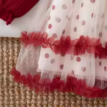 Autumn New Christmas Party Baby Girl Dress, Cute Polka Dot Children'S Clothing Suitable For Babies Aged 6 Months To 3 Years Old