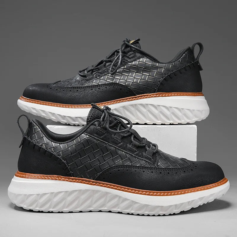New Shoes for Men Leather Casual Shoes Fashion Breathable Brogues Sport Shoes Street Cool Chunky Sneakers