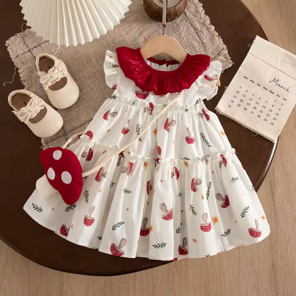 Girls' Dresses Summer Cartoon-Printed Cotton Sleeveless Baby Girls Dresses Cute Princess Beach Baby Dresses Baby Girl Clothing