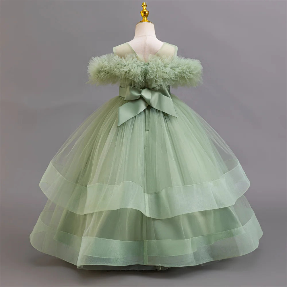New elegant girls' dresses, piano performance costumes, chiffon party, birthday party, evening dress for girls aged 4-12