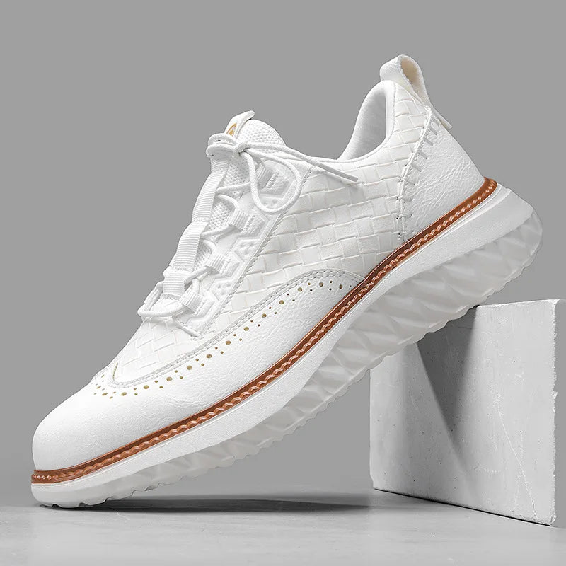 New Shoes for Men Leather Casual Shoes Fashion Breathable Brogues Sport Shoes Street Cool Chunky Sneakers
