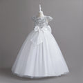 Elegant Kids Dresses For  3-12Y Girls Wedding Children Bow Bridesmaid Prom Long Gown Princess Birthday Party Embroidery Vestidos