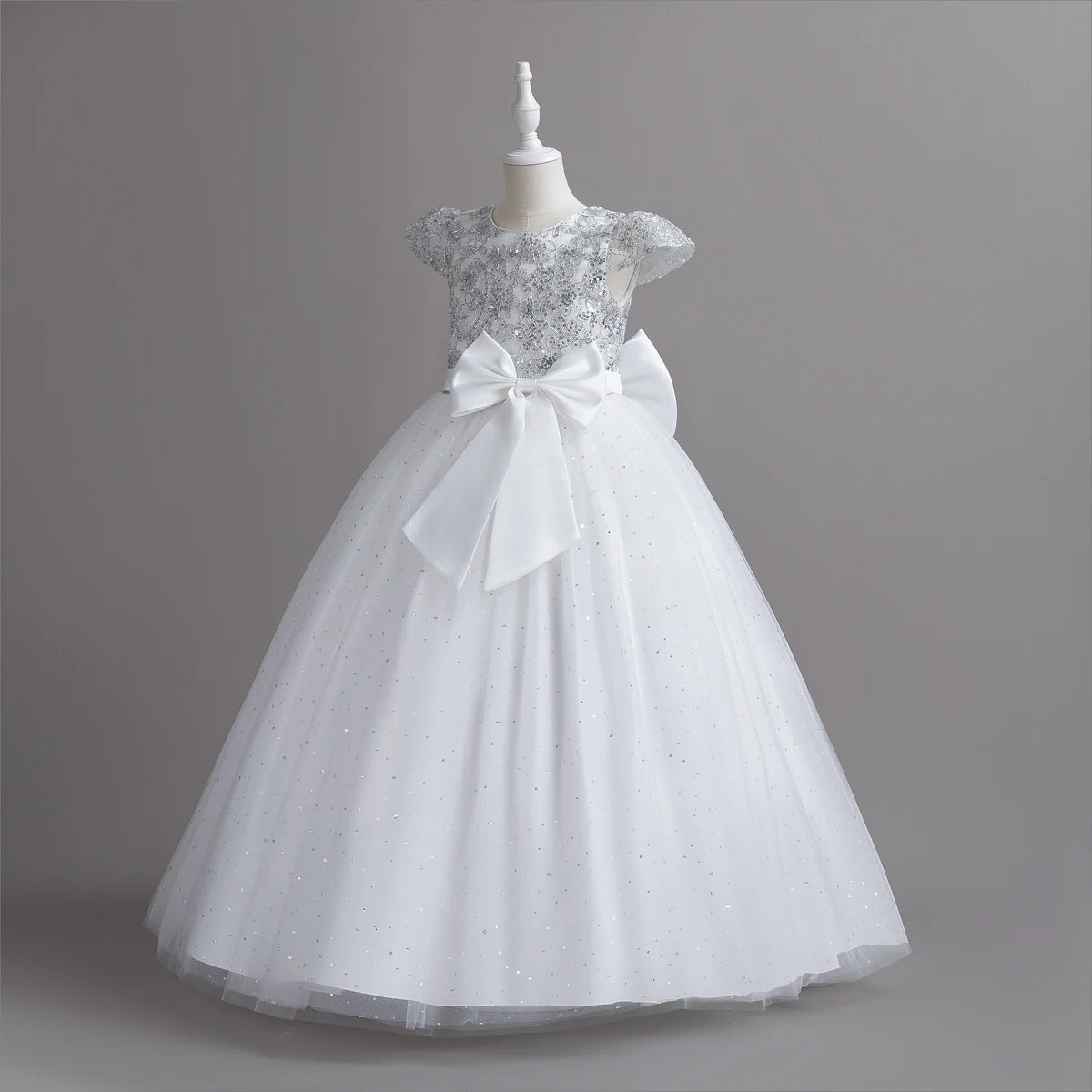 Elegant Kids Dresses For  3-12Y Girls Wedding Children Bow Bridesmaid Prom Long Gown Princess Birthday Party Embroidery Vestidos