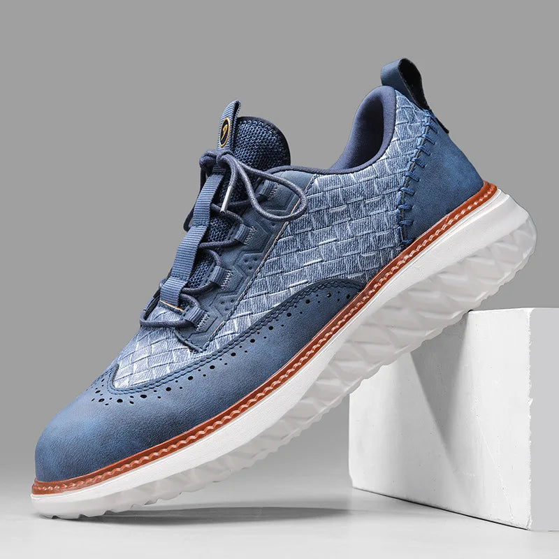 New Shoes for Men Leather Casual Shoes Fashion Breathable Brogues Sport Shoes Street Cool Chunky Sneakers