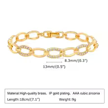 Paperclip Chain Bracelet 14K Gold Plated Cubic Zirconia Watch Strap Chunky Link Adjustable Stackable Jewelry For Women Girl Gift
