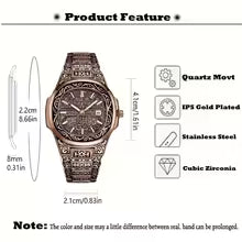 Retro Bronze Embossed Men's Steel Band Watch Fashion Trend High-end Calendar Business Men's Watch