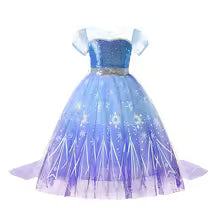 Elsa Anna Kid Princess Girls Dress Rapunzal Kids Cosplay Halloween Vestidos Children Costume Birthday Party Dress