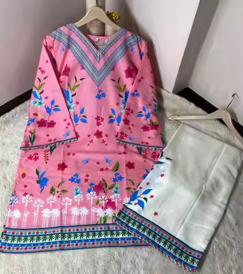 Famous 2pcs Coord set for girls Cord set Swiss Lawn for Women ladies dress